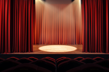 Theater curtains with spotlight