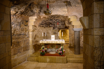 The Grotto on Lower Church of Mary's Announcement  - obrazy, fototapety, plakaty