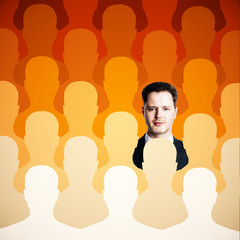 People silhouettes and businessman