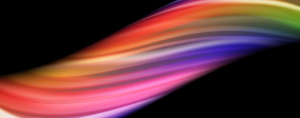 Fluid liquid color wave lines, glowing colorful light effect, abstract composition template. Geometric technology abstract pattern. Movement concept