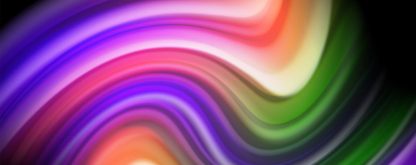 Obraz premium Fluid liquid color wave lines, glowing colorful light effect, abstract composition template. Geometric technology abstract pattern. Movement concept