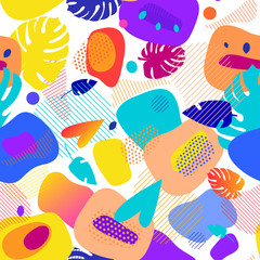 Fluid color badges set. Abstract shapes composition. Seamless pattern