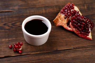 Azerbaijani narsharab seasoning, pomegranate sauce, delicious condiment for meat, tasty food....