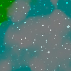 Light Blue, Green vector background with small and big stars.