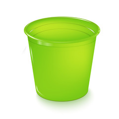 A green plastic bucket for household purposes. vector illustration.