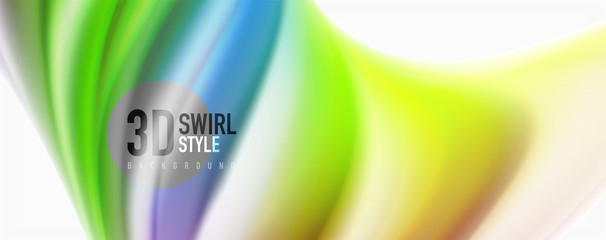 Modern Liquid color flow on white - colorful flow poster. Techno Wave Liquid shape in white color background. Design for your design project