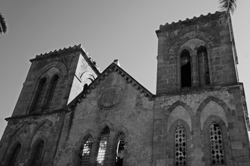 Fototapeta premium Beautiful castle Exterior with black and white