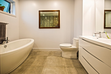 Obraz na płótnie Canvas modern bathroom wide angle view
