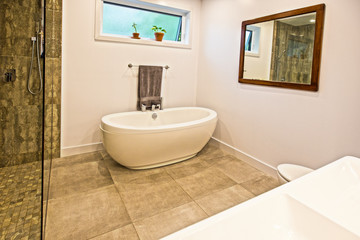 Fototapeta na wymiar modern bathroom wide angle view