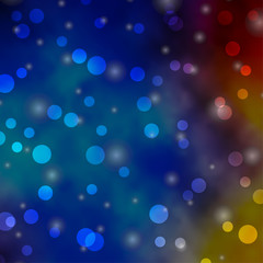 Light Blue, Yellow vector backdrop with circles, stars.