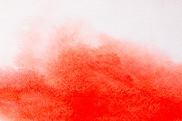 Trend photo on the theme of fashionable orange hue this season. Bright smear of watercolor paint on a white paper background.
