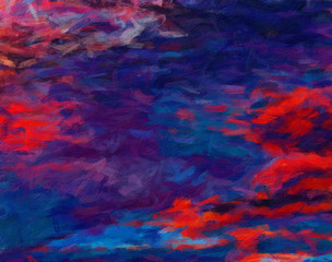 Abstract art conceptual pattern for creative design works. Naive modern impressionism painting background. Interior decor printable in big size at canvas or poster. Advertising flyer or card backdrop.