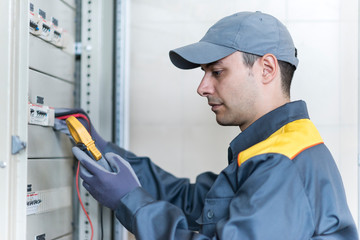 Portrait of an electrician at work