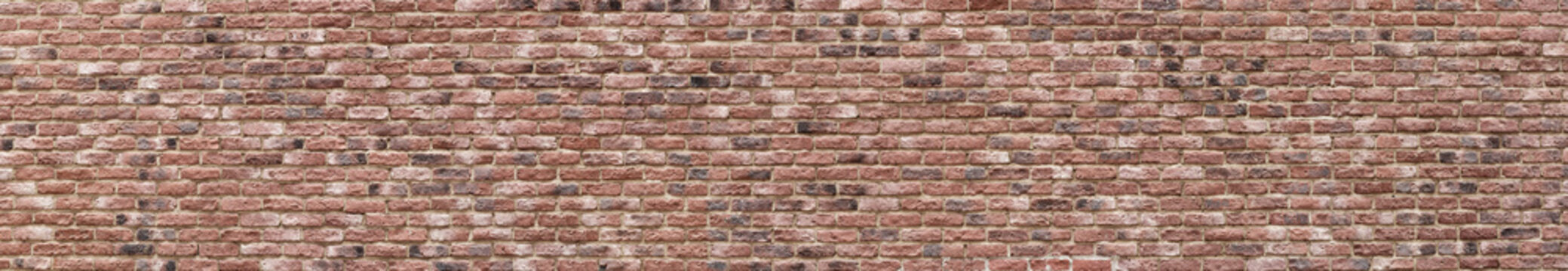 Panoramic high resolution vintage pink, black and red brick wall background texture. Architecture grunge detail abstract theme. Home, office or loft design backdrop style.