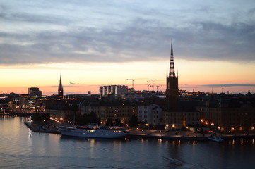 sweden, stockholm, sunset, cityhall, riddarholmen
