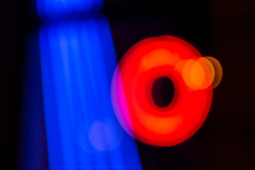 Bokeh of red circles and blue lines