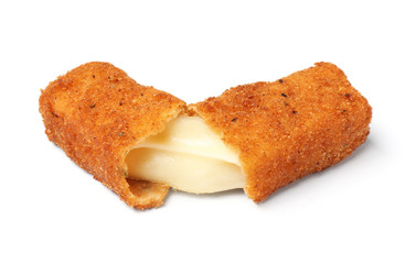 Tasty crispy cheese stick isolated on white