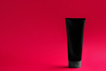 Men's cosmetic product on color background. Space for design