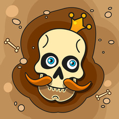 Fototapeta premium Archaeologists, Paleontologists Working On Excavations Or Dig A Layer Of Soil With A Shovel And Explore The Artifacts Found. The Study Of Human Fossil Skeletons Bones Cartoon Vector