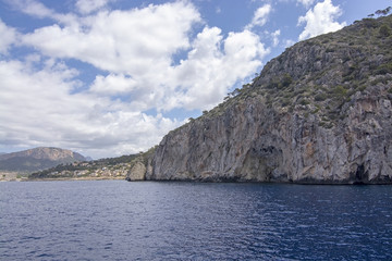 Fototapeta na wymiar Coastal landscape sea view with islands Santa Ponsa Mallorca