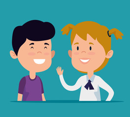 happy girl and boy with casual clothes