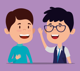 happy boys talking with casual clothes