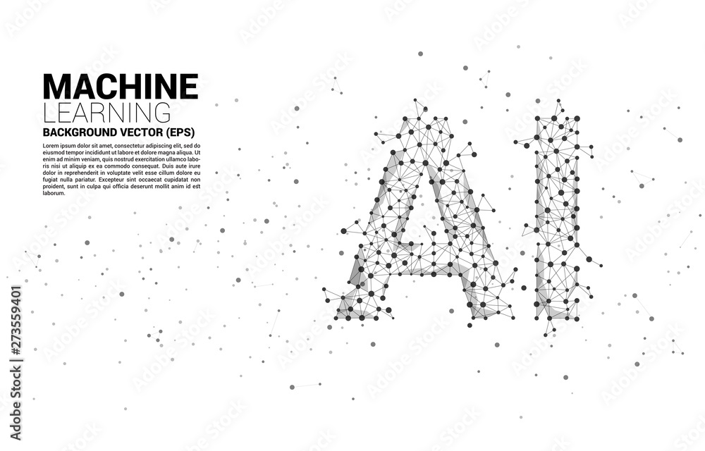 Aufkleber Vector Polygon dot connect line shaped AI. Concept for machine learning and artificial intelligence.