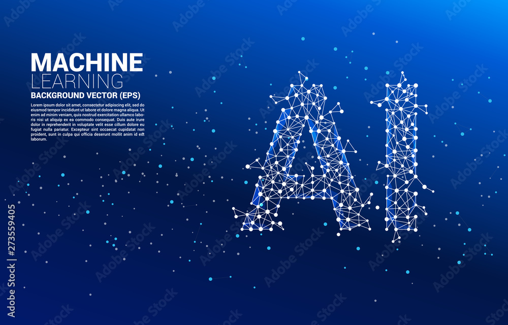 Aufkleber Vector Polygon dot connect line shaped AI. Concept for machine learning and artificial intelligence.