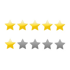 5 star rating illustration, Vector. Isolated.