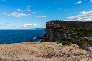 Fototapeta na wymiar View of Cliffs and Sea from The Coast Track, Royal National Park, Sydney, Australia