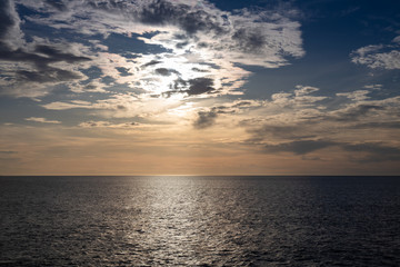 beautiful sunset on atlantic coastline in basque country, socoa, france, creative background
