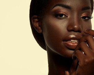 attractive african american woman closeup portrait 