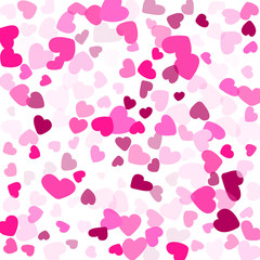 Hearts confetti flying vector background graphic design.