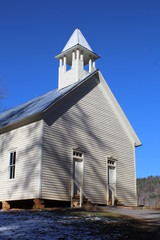 old wooden church in Cades Cove