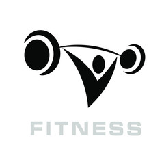 abstract human fitness gym with barble logo design inspiration