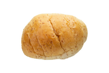 top view of whole wheat bun isolated on white background