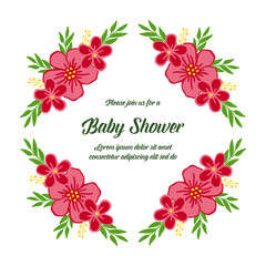 Vector illustration crowd of leaf bouqet frame with poster baby shower