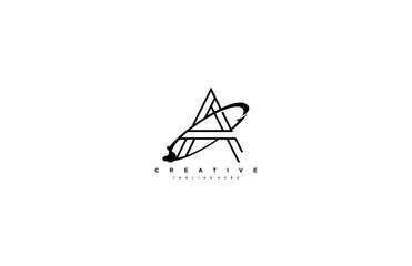 Letter A Monoline Linear Rounded Swoosh Arrow Logo Design