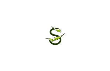 Letter S Stylish Monogram Minimalism Green Leaf Logo Design Illustration