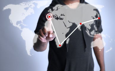 man using a hologram to show globalization