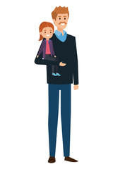 Fototapeta premium adult father with mustache and daughter