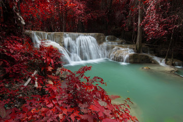 autumn waterfall in Huai Mae Khamin waterfall