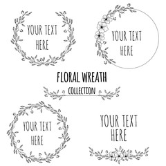 HAND DRAWN FLORAL WREATH COLLECTION