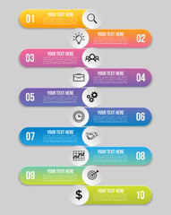 Vector Infographic Design Template with Options Steps and Marketing Icons can be used for info graph, presentations, process, diagrams, annual reports, workflow layout