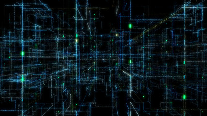 3D Digital Technology Network Data background.