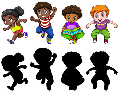Set of chubby children character