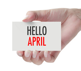 Hand showing Hello April.