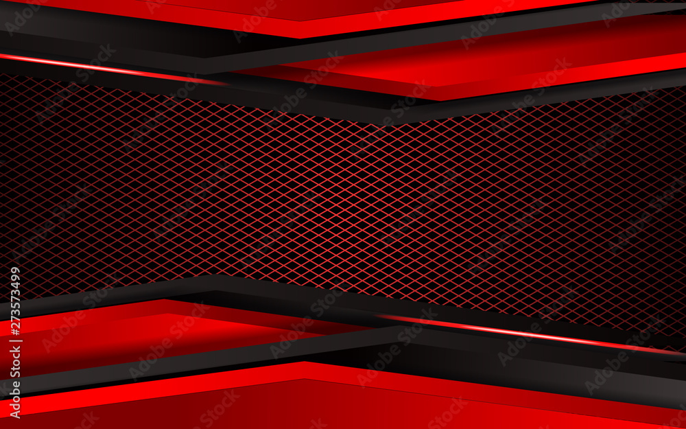 Aufkleber abstract 3d metallic red and black frame layout design tech innovation concept geometric background.