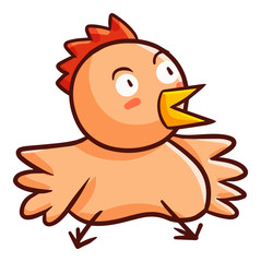 Funnya and cute litlle chicken sitting - vector.