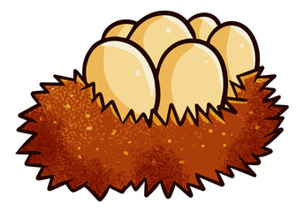 Cute and funny eggs on bird nest - vector.